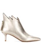 Francesco Russo Pointed Kitten Heel Boots - Metallic