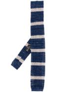 Barba Striped Knit Tie - Blue