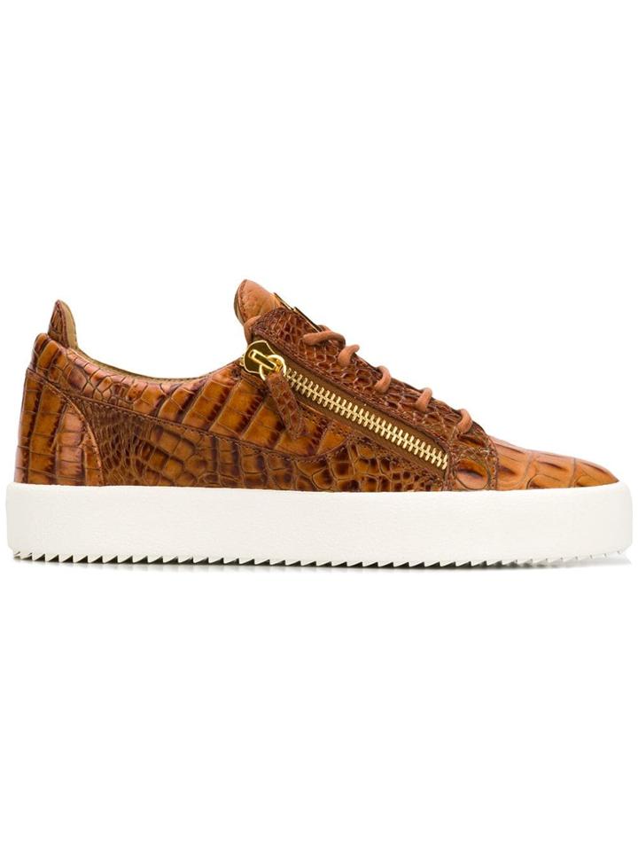Giuseppe Zanotti Design Kriss Crocodile Effect Sneakers - Brown