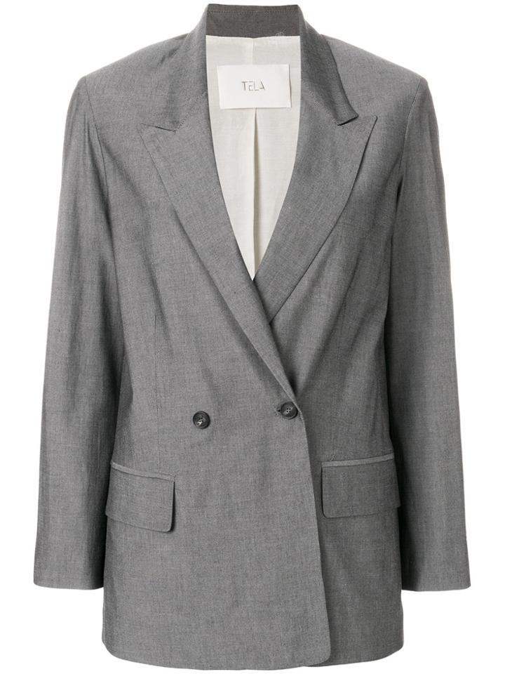 Tela Double Breasted Blazer - Grey