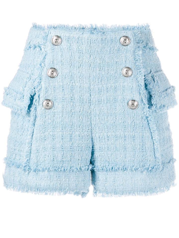 Balmain Tweed Shorts - Blue