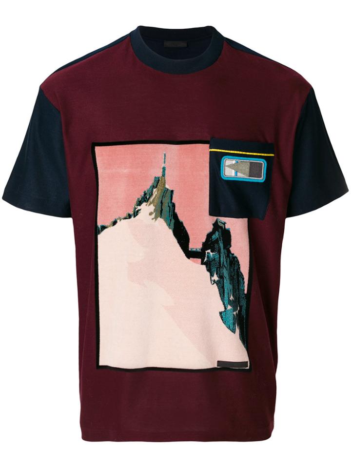 Prada Mountain Print T-shirt - Red