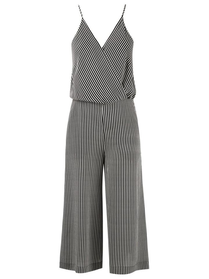 Andrea Marques V-neck Striped Jumpsuit, Women's, Size: 42, Black, Silk