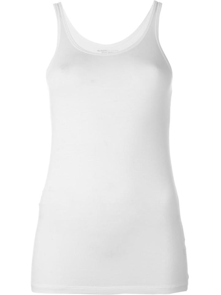 Majestic Filatures Scoop Neck Tank Top, Women's, Size: 3, White, Rayon/spandex/elastane