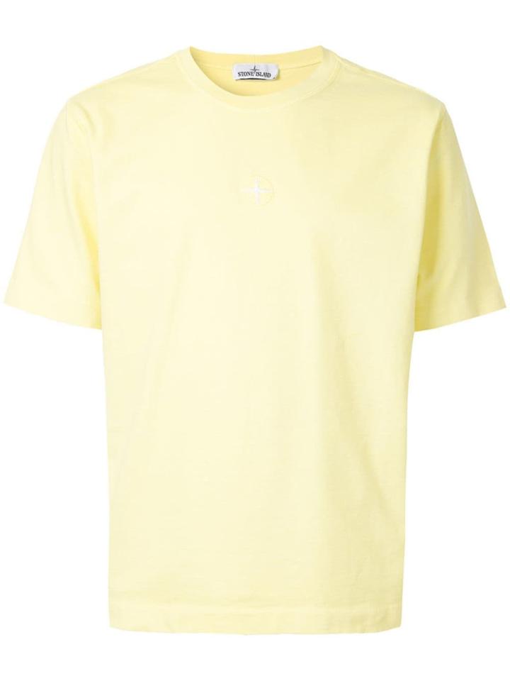 Stone Island Logo Embroidered T-shirt - Yellow