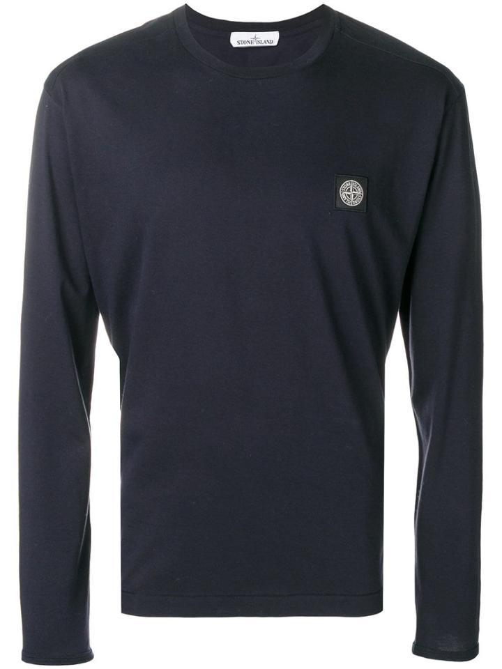 Stone Island Long Sleeve Logo T-shirt - Blue