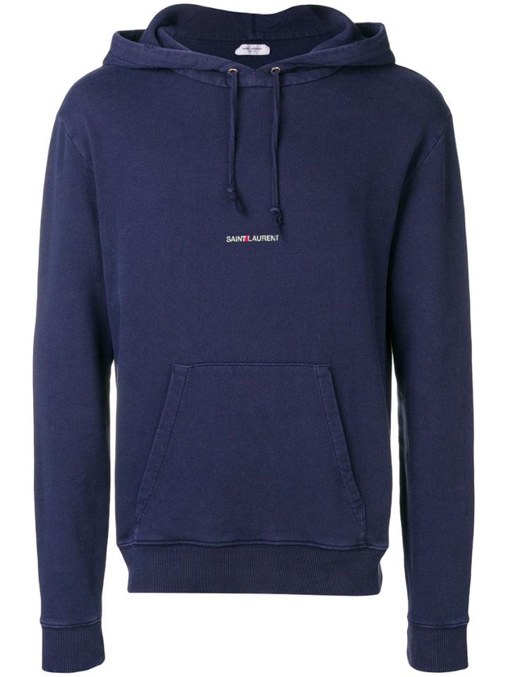 Saint Laurent Logo Hooded Sweatshirt - Purple