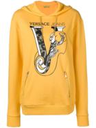 Versace Jeans Printed Logo Pullover Hoodie - Yellow & Orange