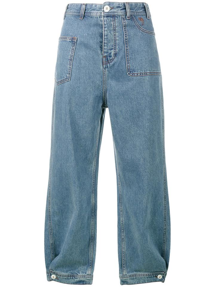Ganni - Cropped Jeans - Women - Cotton - 40, Women's, Blue, Cotton