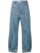 Ganni - Cropped Jeans - Women - Cotton - 40, Women's, Blue, Cotton