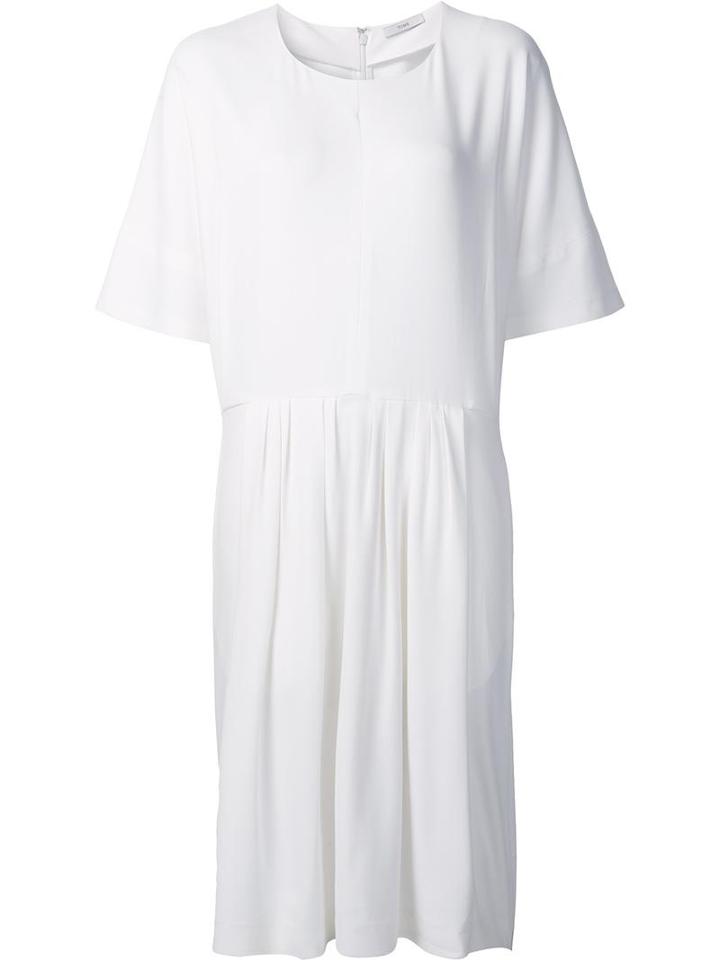 Tome Pleated Waist Dress, Women's, Size: Large, White, Silk