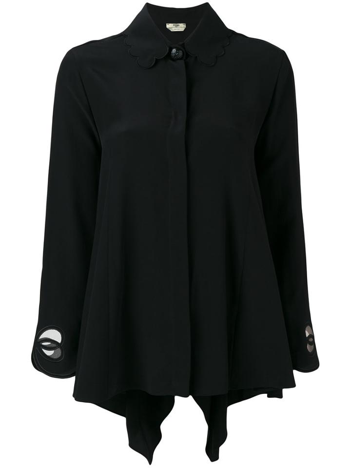 Fendi Cut Out Shirt, Women's, Size: 42, Black, Silk/polyamide/polyester/viscose