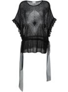 Red Valentino Open Knit Loose Top, Women's, Size: Xs, Black, Silk/cotton/polyamide/virgin Wool