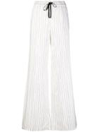 Unravel Project Logo Stripe Palazzo Trousers - White