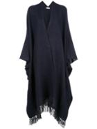 Brunello Cucinelli Fringed Knitted Cape - Blue