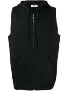 Msgm Sleeveless Zipped Hoodie, Men's, Size: Large, Black, Cotton