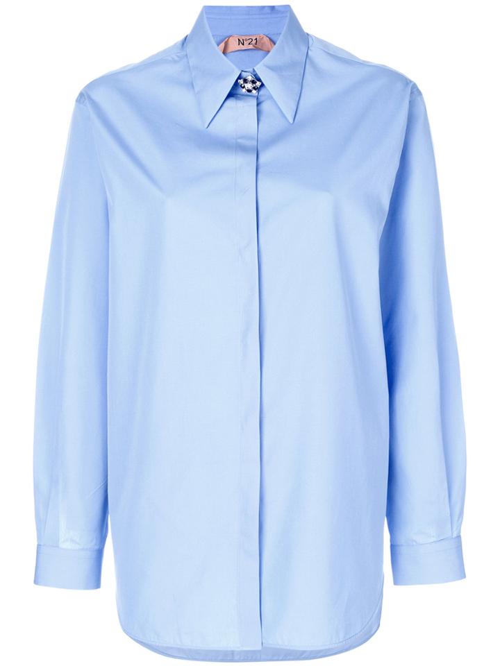 No21 Embellished Button Shirt - Blue