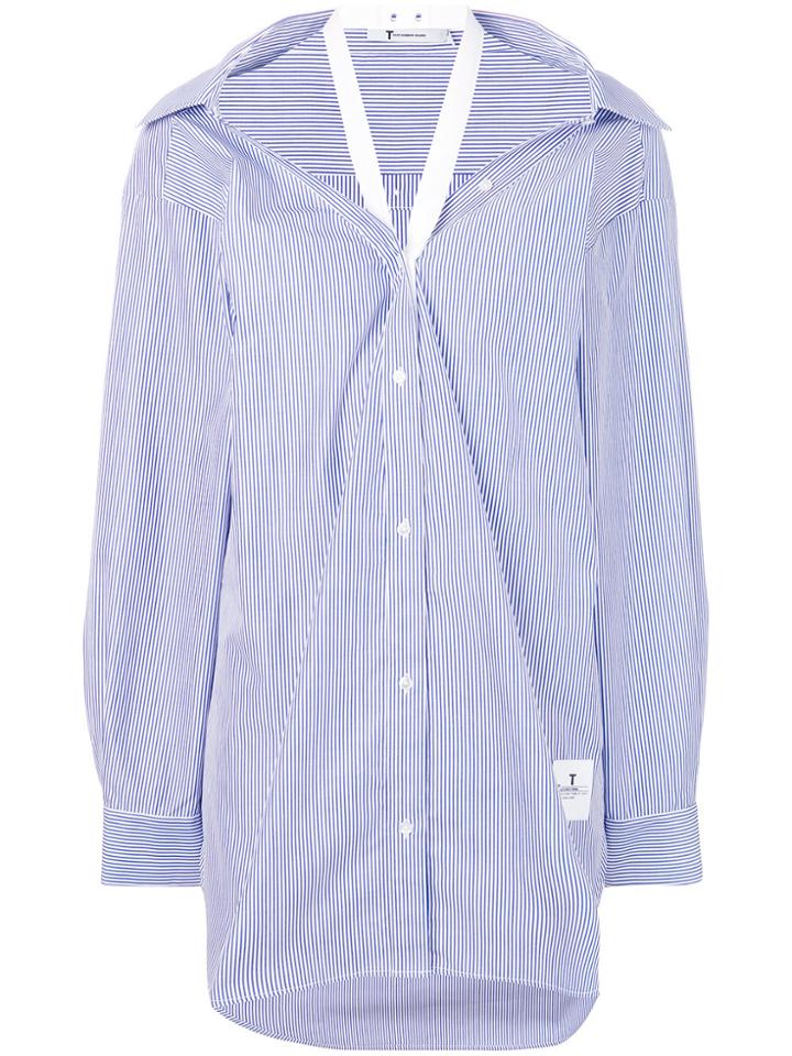 T By Alexander Wang Deconstructed Striped Shirt - Blue