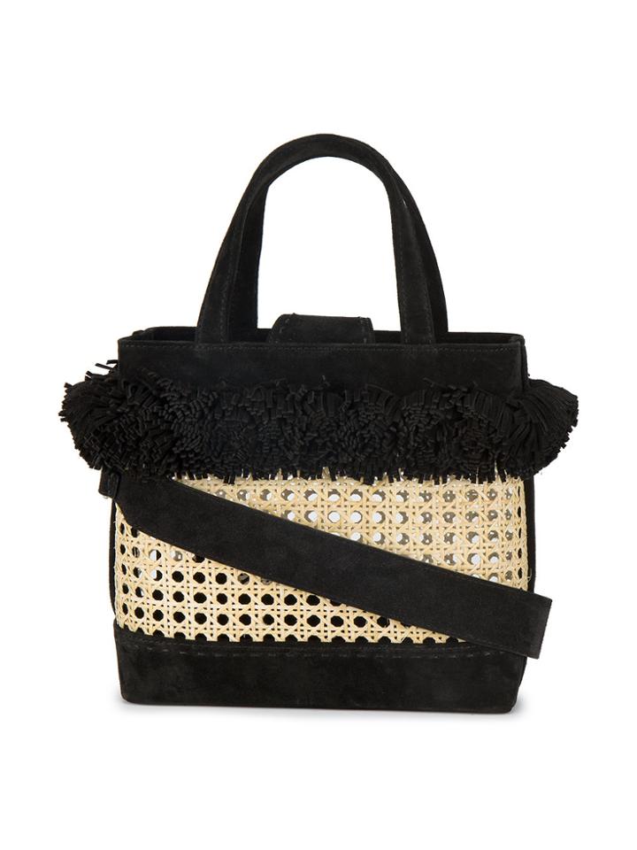 Mehry Mu Black Pom Pom Fey Bamboo Basket Bag