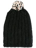 Danielapi Pompom Ribbed Beanie, Adult Unisex, Black, Polyamide/wool/alpaca
