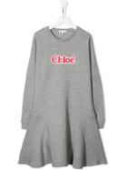 Chloé Kids Teen Sweatshirt Flared Dress - Grey