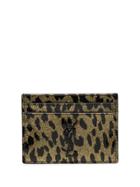 Saint Laurent Metallic Leopard-print Leather Cardholder - Gold