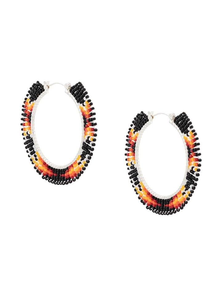 Jessie Western Beaded Flat Hoops - Black