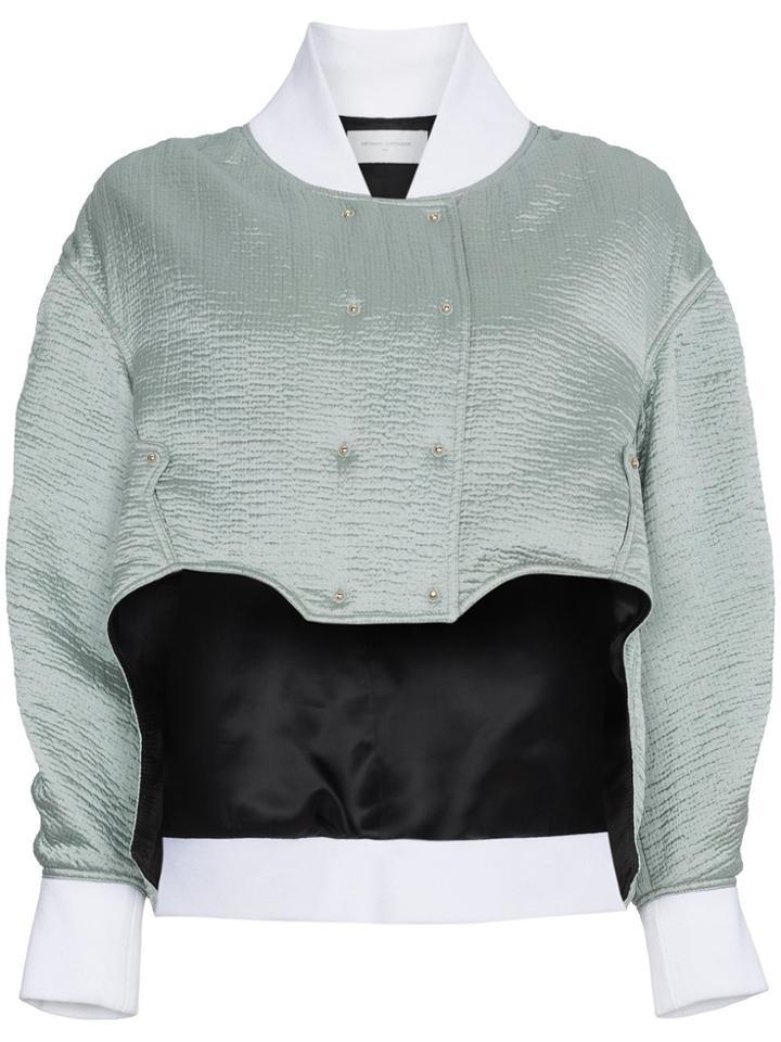 Esteban Cortazar Cropped Silk Bomber Jacket - Grey