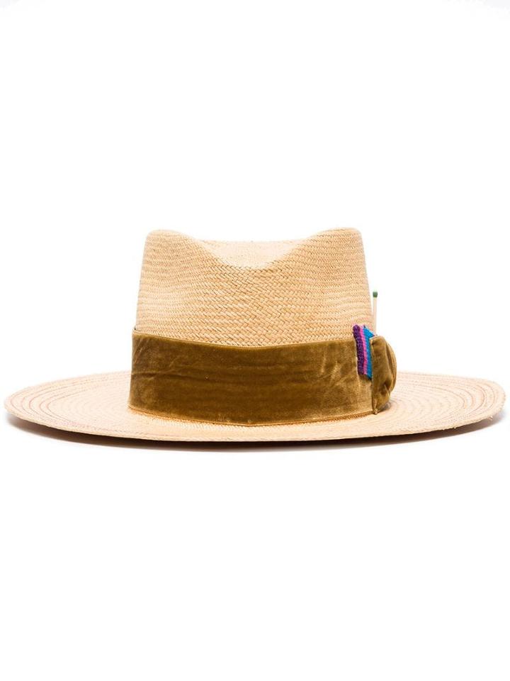 Nick Fouquet Velvet Ribbon-trimmed Straw Hat - Neutrals