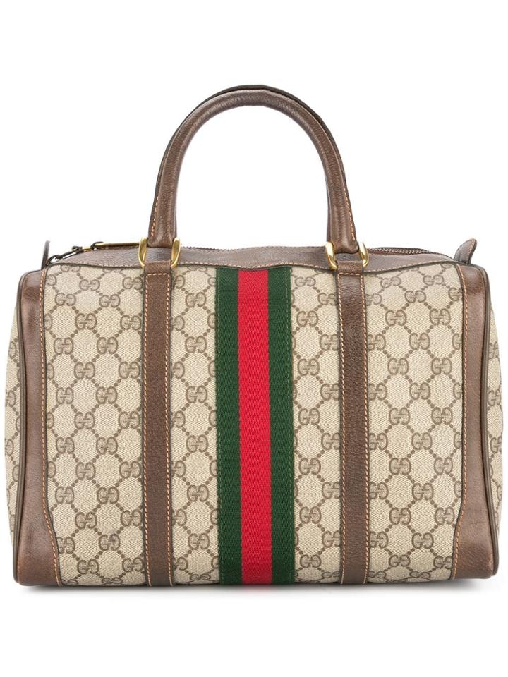 Gucci Vintage Gg Pattern Boston Bag - Brown