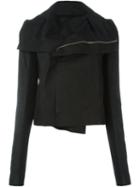 Rick Owens Draped Collar Biker Jacket, Women's, Size: 38, Black, Silk/cotton/lamb Skin/virgin Wool