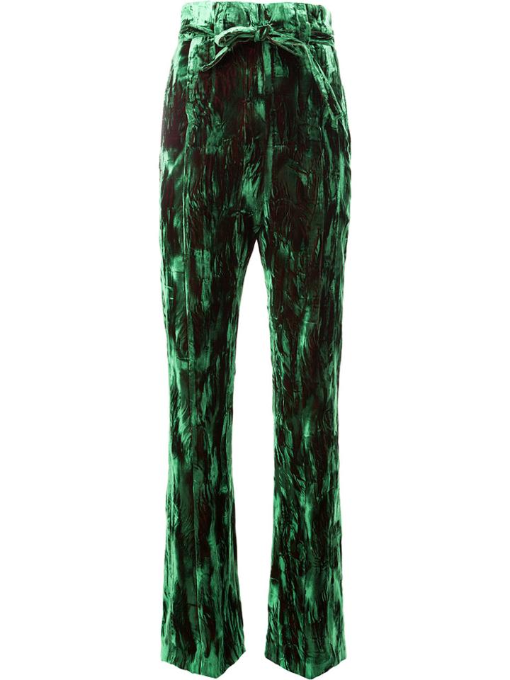 Ann Demeulemeester Velvet Palazzo Pants - Green