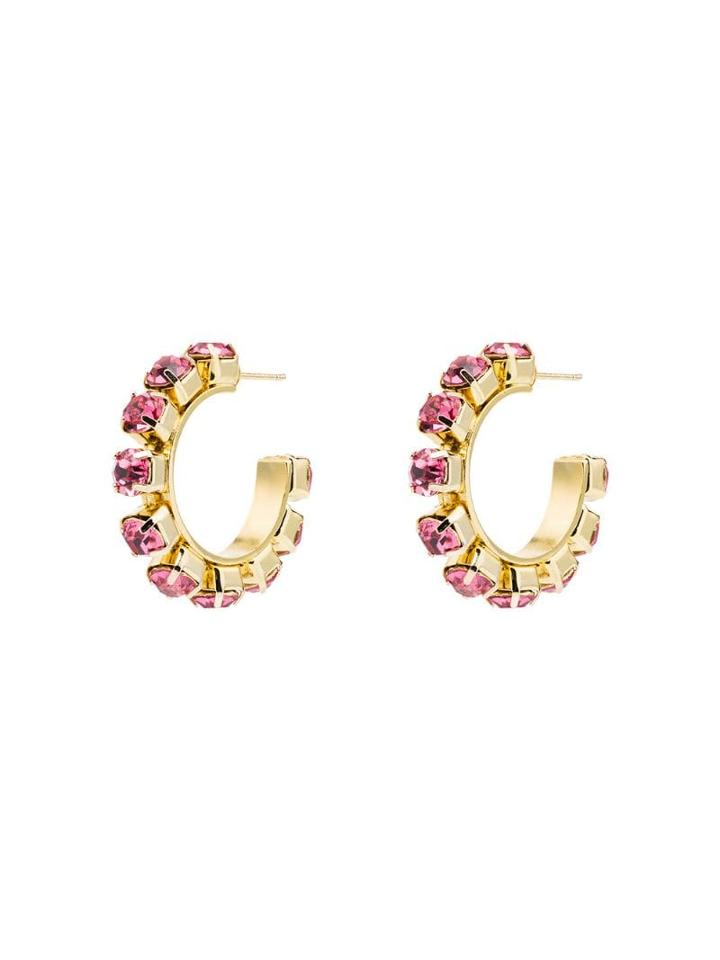Area Crystal-embellished Hoop Earrings - Pink