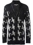 John Varvatos Patterned Cardigan, Men's, Size: Large, Black, Cotton/polyamide/alpaca