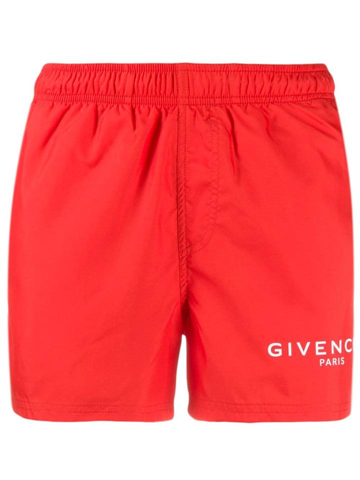 Givenchy Logo Printed Swim Shorts - Red