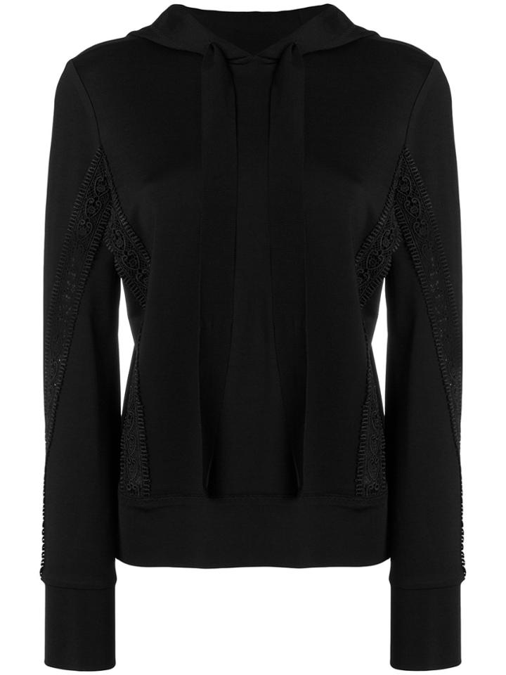 Ganni Lace Panel Hoodie - Black