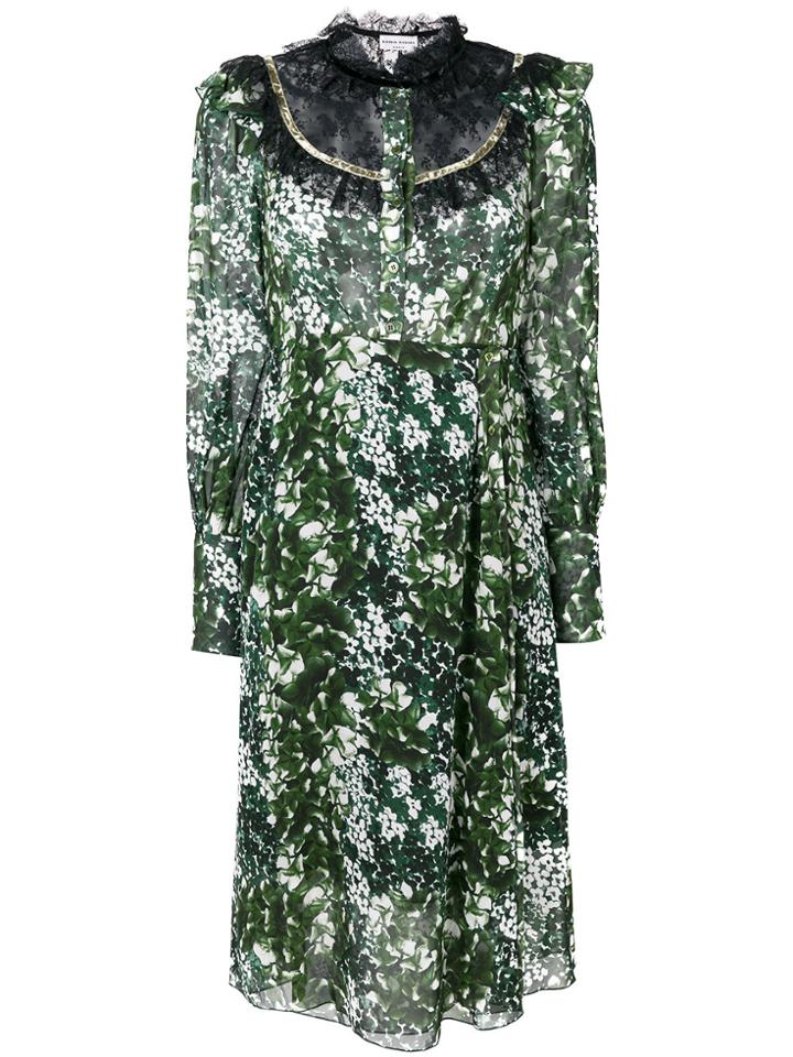 Sonia Rykiel Printed Dress With Lace Collar - Green