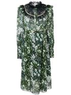 Sonia Rykiel Printed Dress With Lace Collar - Green