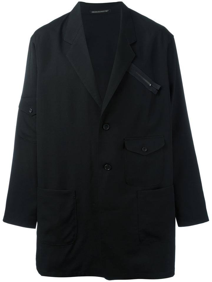 Yohji Yamamoto - Zip Detailed Coat - Men - Cupro/wool - 3, Black, Cupro/wool