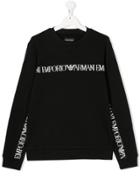 Emporio Armani Kids Long Sleeve Logo Trim Sweater - Black