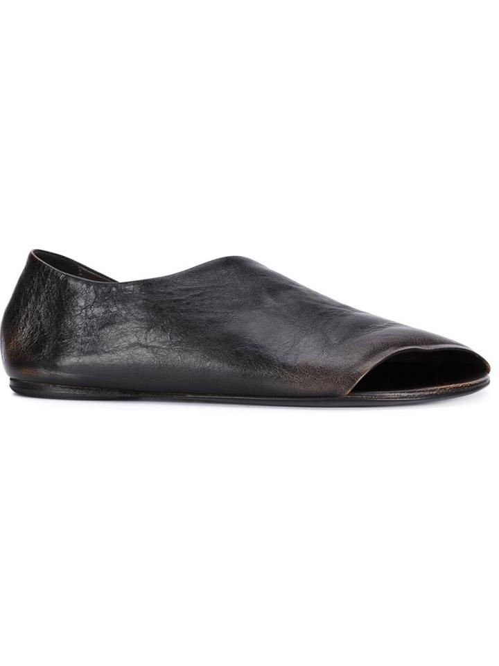 Marsèll Asymmetric Open Toe Slippers, Women's, Size: 38, Black, Calf Leather/horse Leather
