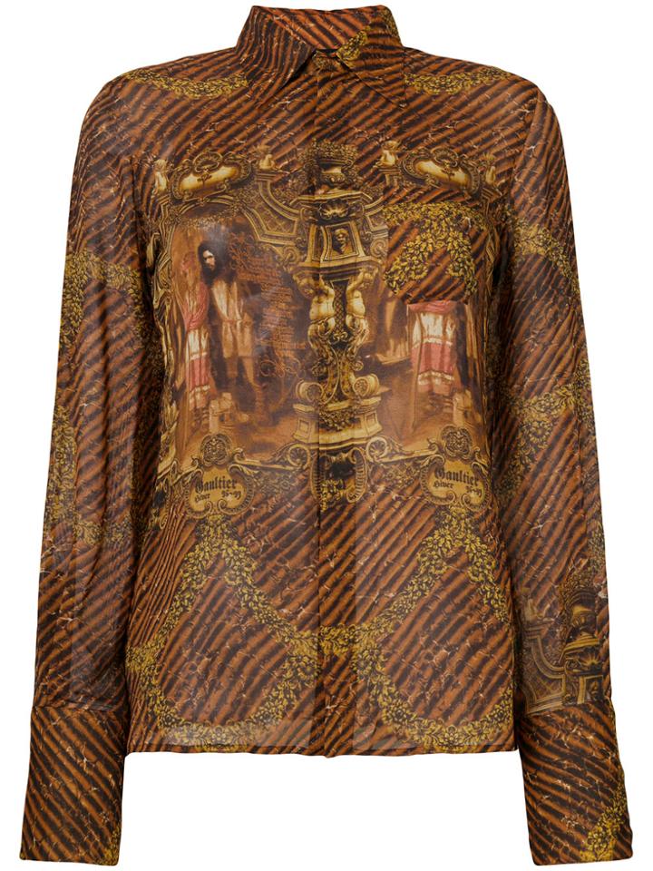 Jean Paul Gaultier Vintage Printed Sheer Shirt - Yellow & Orange