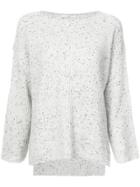 Co Speckled Knit Sweater - Grey