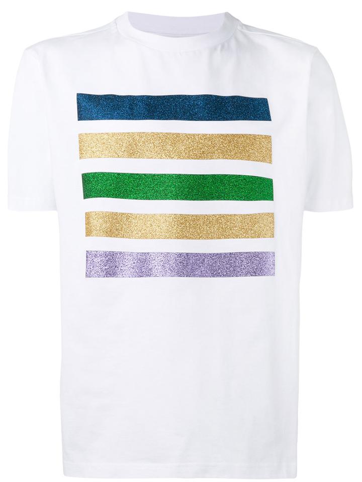 Palm Angels - Glitter Stripe T-shirt - Men - Cotton - M, White, Cotton