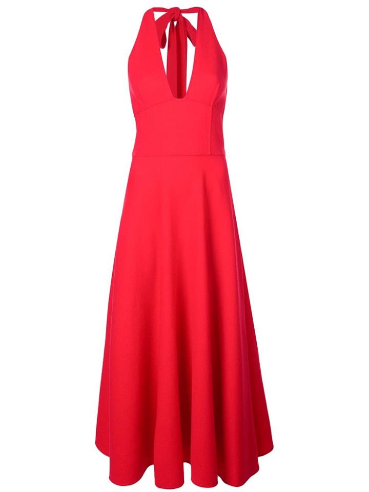 Oscar De La Renta Plunge Flared Dress