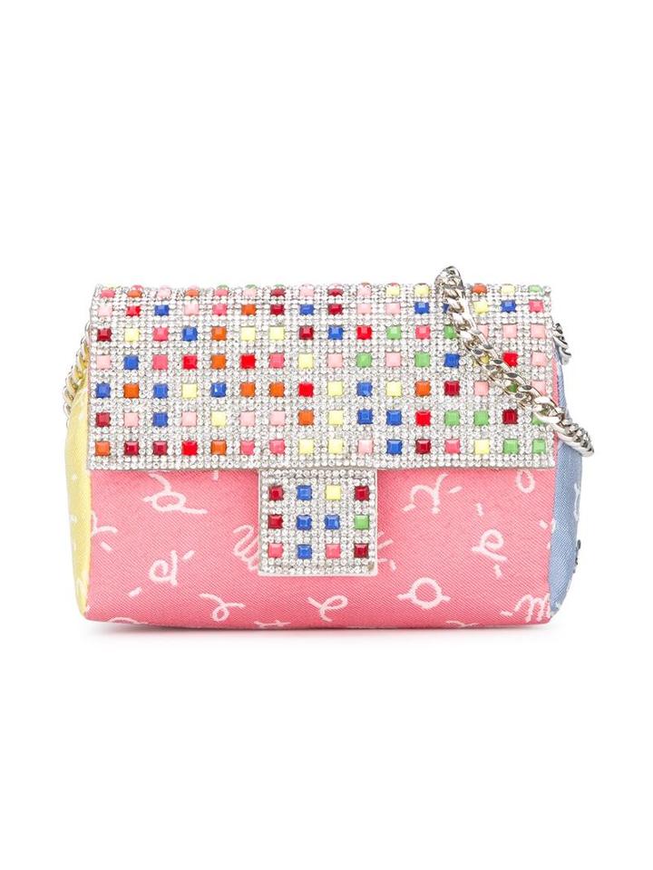 Simonetta Embellished Patterned Shoulder Bag, Girl's, Pink/purple