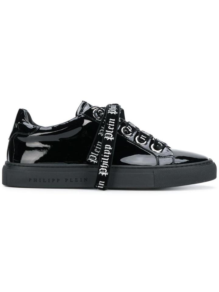 Philipp Plein Logo Lace Low Top Sneakers - Black