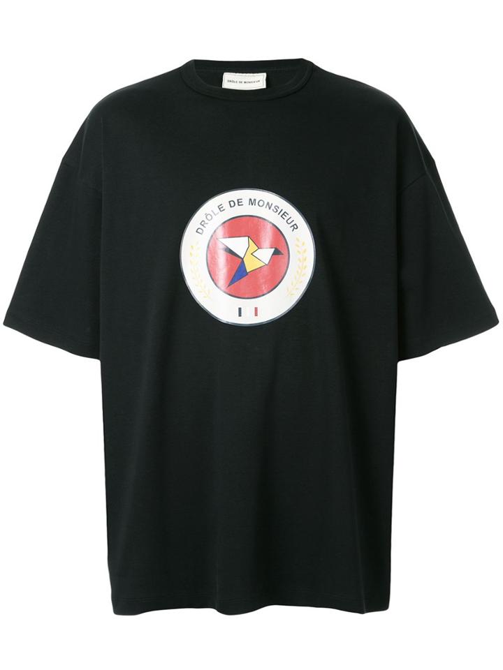 Drôle De Monsieur Oversize Raven Print T-shirt - Black