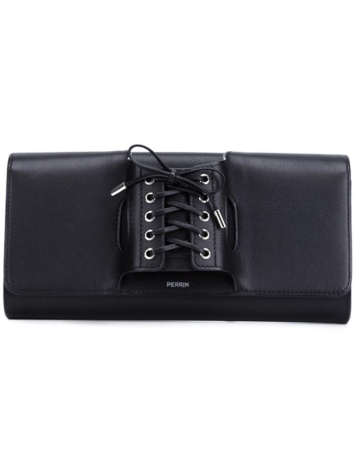 Perrin Paris Tie Up Handle Clutch, Women's, Black