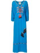 Figue Lulu Embroidered Maxi Kaftan Dress - Blue
